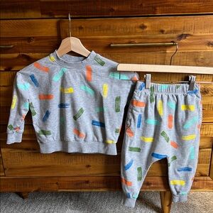 Open Edit Colorful Brushstroke Toddler Sweatshirt and Pants Set